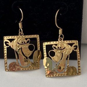 Walt Disney World Gold Plated Pierced Tigger Earrings (Disneyana, Earring Card)